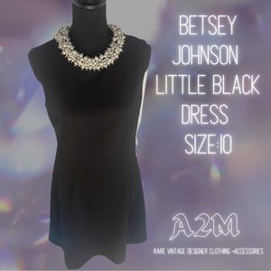 Betsey Johnson Little Black Dress with Faux Pearl Collar Size 10